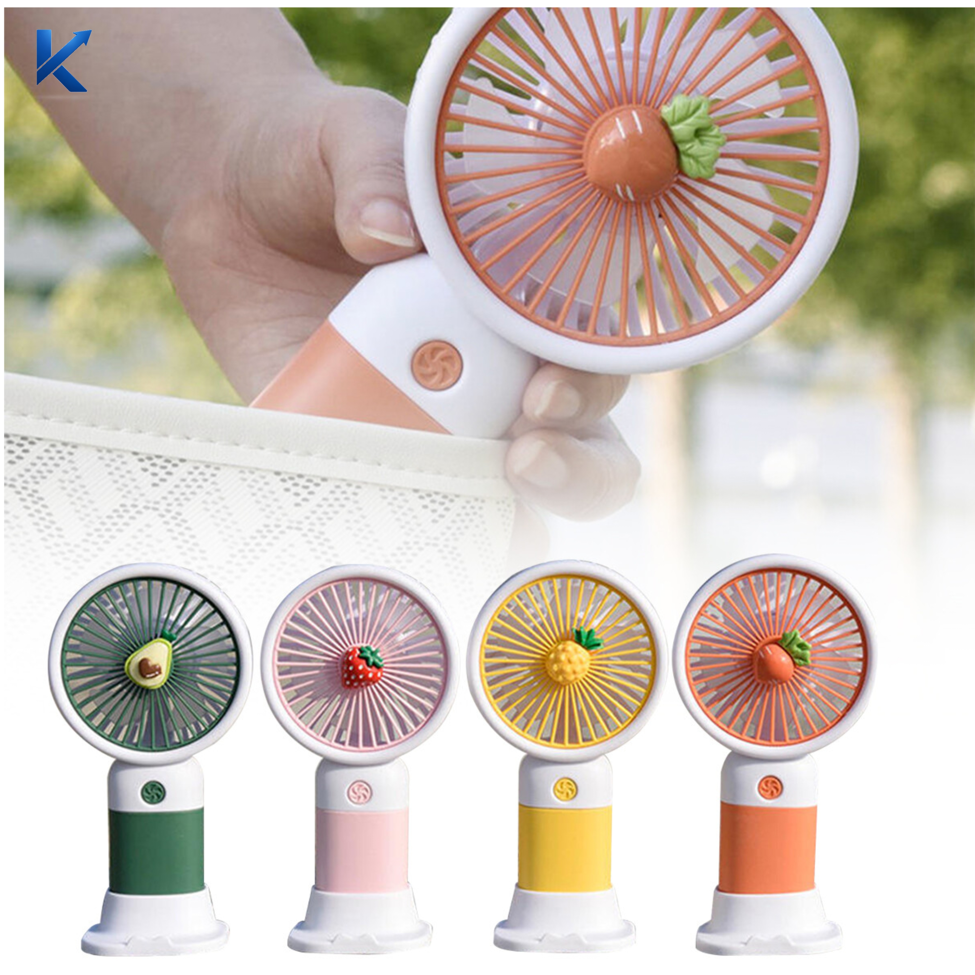 Handheld Portable Mini Fan with Mobile Phone Holder – USB Rechargeable Cooling Fan