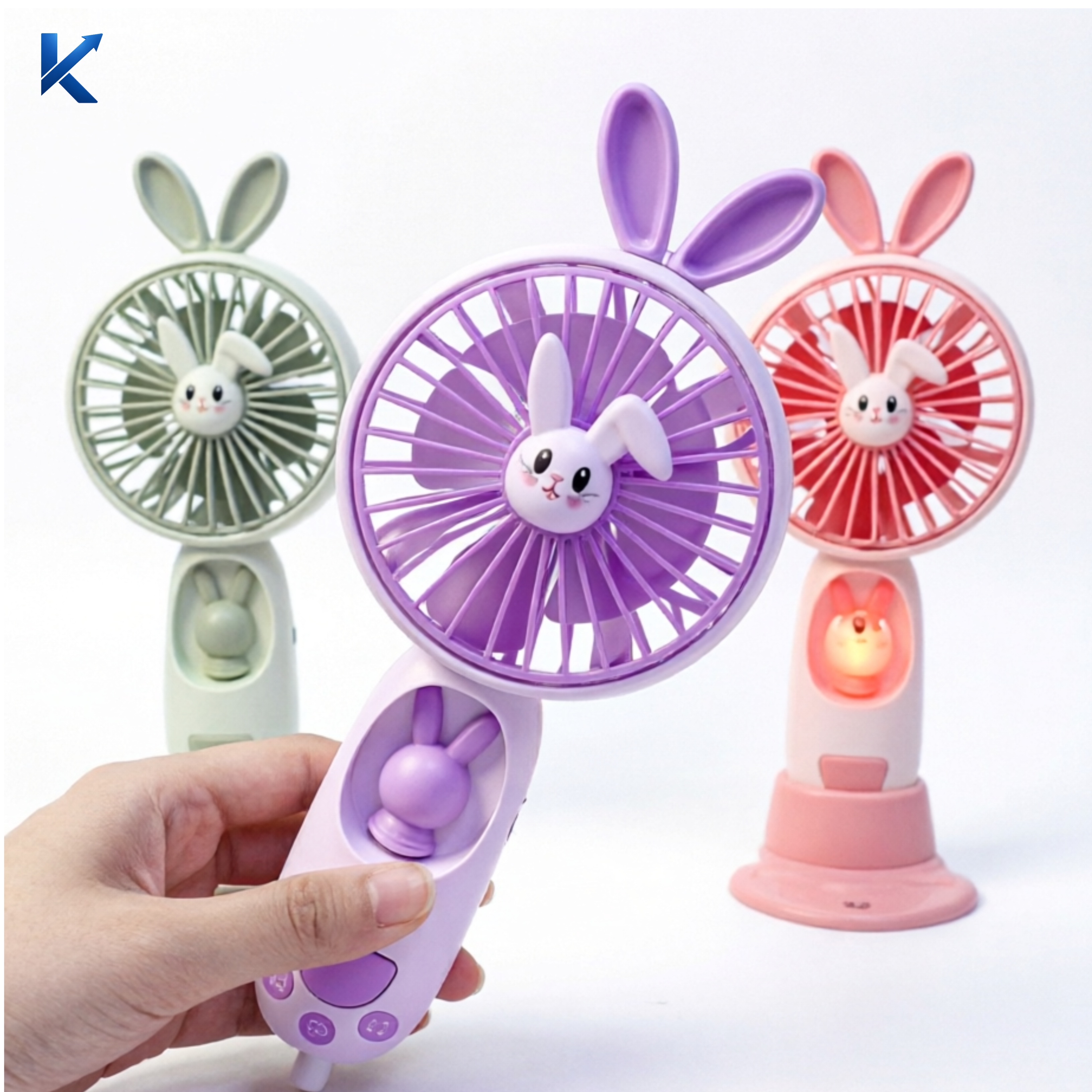 Cartoon Rabbit Portable USB Cooling Fan with Mobile Phone Holder