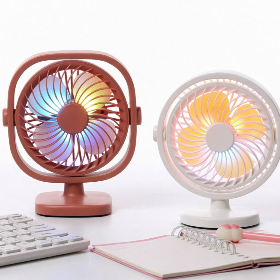 Portable Handheld Mini Rechargeable Fan – USB Desk & Table Fan with LED Light