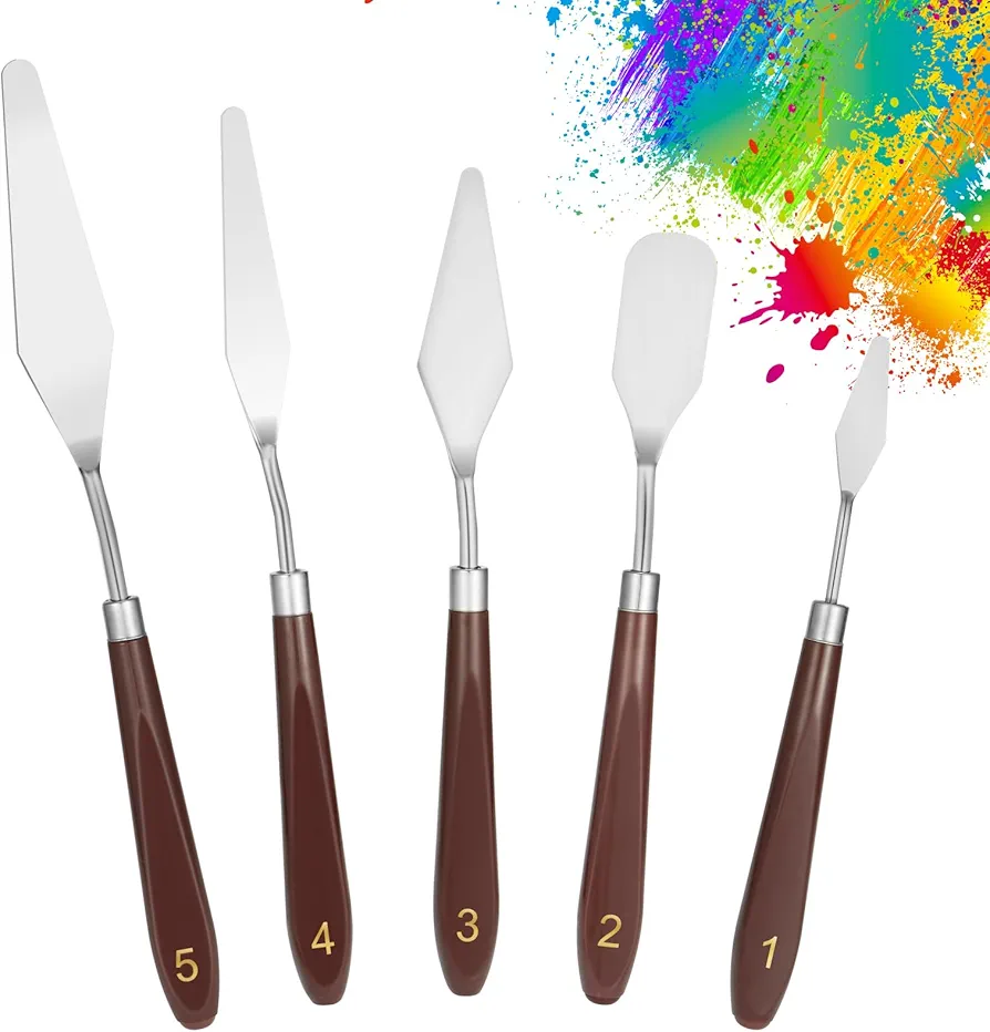 5pcs Painting Knife Set – Stainless Steel Palette Knife with Wooden Handle