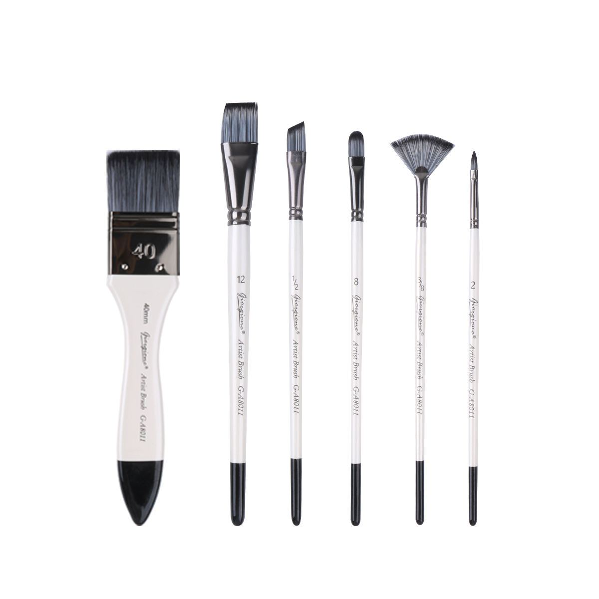 Giorgione 6PCS Artist Paint Brush Set – Nylon Hair Brushes for Acrylic, Oil & Watercolor