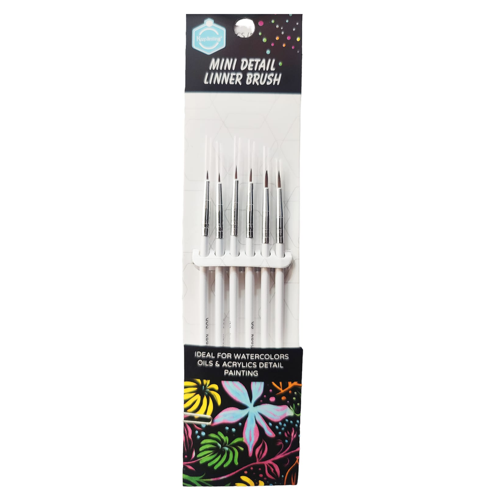 Keep Smiling Synthetic Hair Round Tip Brush Set – 6pcs Liner Paint Brushes