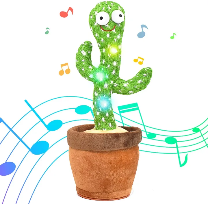 HelloKimi Singing Dancing Cactus Plush Toy – Rechargeable Musical Toy for Kids
